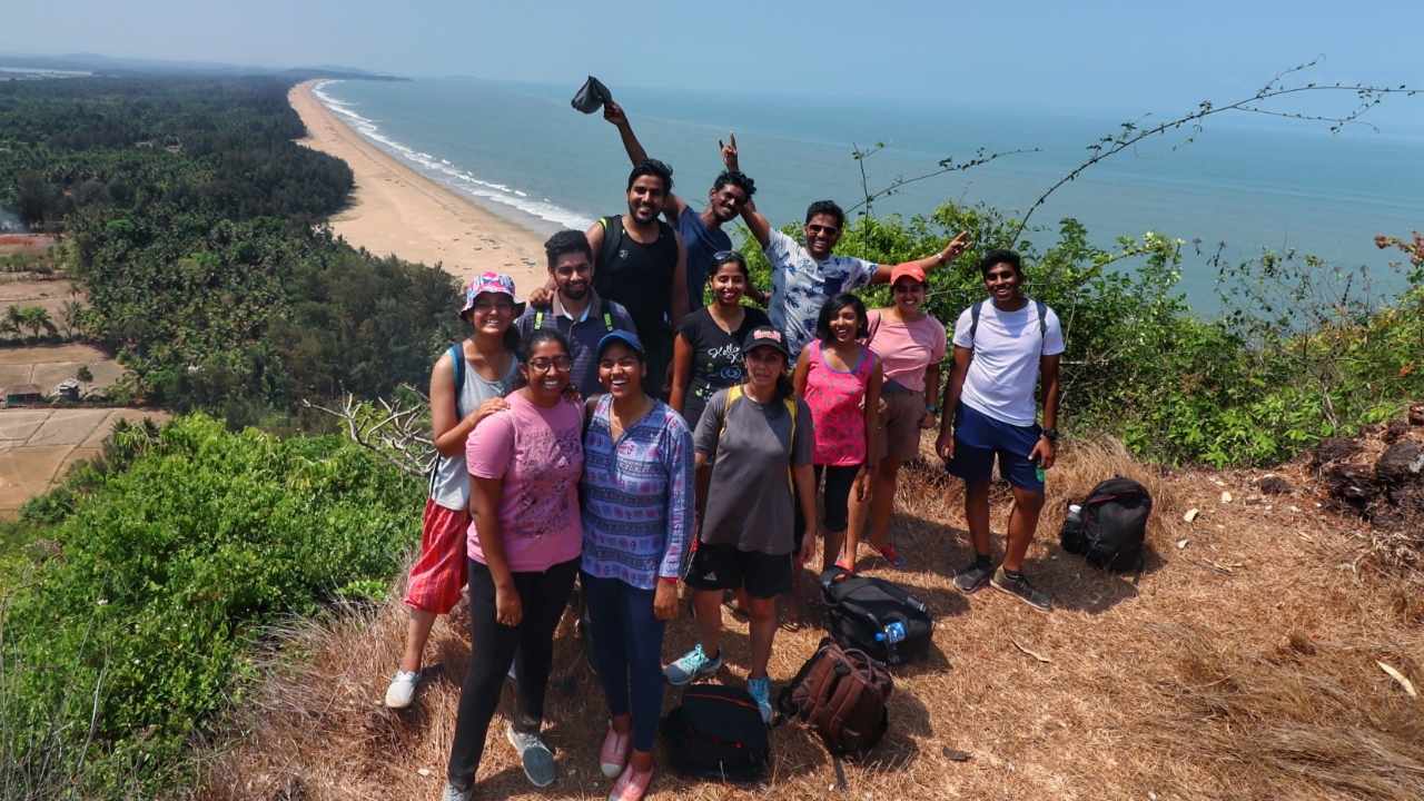 trekkers on the beach trail in Kumta